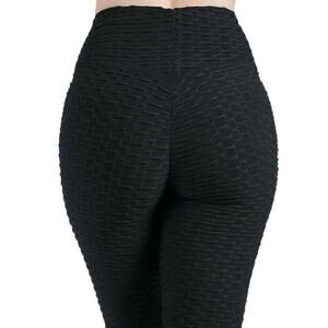 Los Angeles Boutique Black Scrunch Butt Stretch Leggings NEW Textured Flatter M